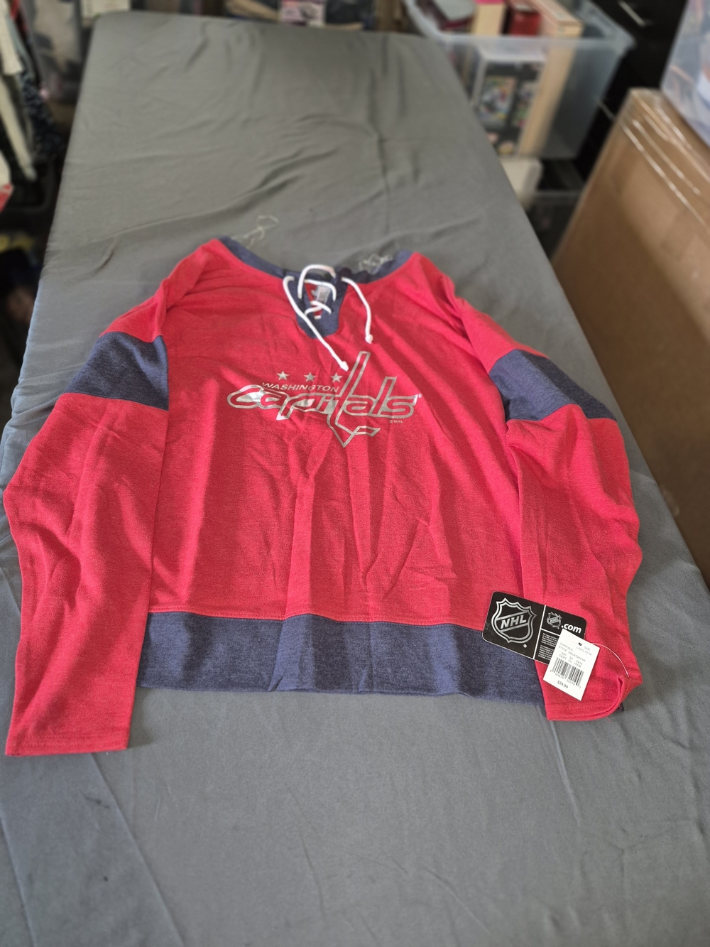 NHL Washington Capitals Red and Navy Lace-Up Sweatshirt